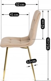 Szék krém színben, bársony kárpittal. YORK