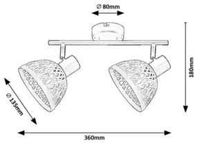 Rabalux 3134 - Spotlámpa RATTAN 2xE14/15W/230V rattan