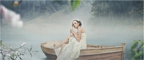 Kép - nő a hajón (120x50 cm)