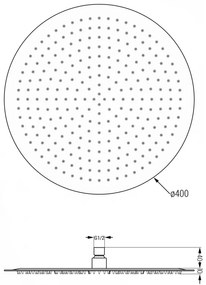 Mexen rozsdamentes acél zuhanyfej 40 cm, fekete, 79240-70