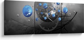 Kék absztrakt gömbök képe (órával) (90x30 cm)