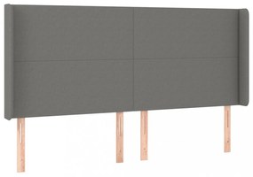 sötétszürke szövet fejtámla szárnyakkal 203x16x118/128 cm