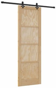 Tolóajtó Természetes és fekete 78 x 232 cm Tömör fenyő és acél
