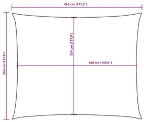 tópszínű téglalap alakú oxford-szövet napvitorla 3,5 x 4,5 m