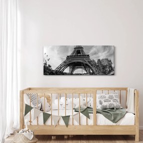 Kép - Eiffel-torony, fekete-fehér (120x50 cm)