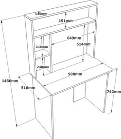 Polcos íróasztal 160x60x148cm barna FUR1955-1