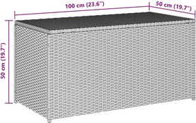 Fekete Polyrattan Kerti Tárolóláda 100 X 50 X 50 Cm
