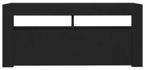 fekete TV-szekrény LED-világítással 90x35x40 cm