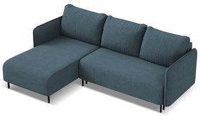 Kék kinyitható-tárolóhelyes sarokkanapé (bal oldali) Luana – Makamii