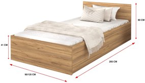 GL DOLLY egyszemélyes ágy ágyneműtartóval - craft tölgy Méret: 200x90