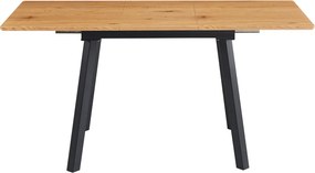 Kihúzható étkezőasztal, 120-160x80 cm, tölgy/fekete, DIRAN