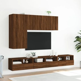 barna tölgyszínű szerelt fa fali TV-szekrény 60 x 30 x 30 cm