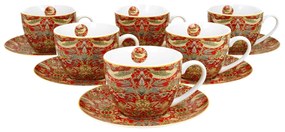 Porcelán teáscsésze készlet 6 személyes dobozban William Morris Red