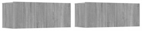 2 db szürke sonoma színű szerelt fa TV-szekrény 80 x 30 x 30 cm