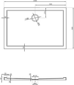 Mexen Flow téglalap alakú slim zuhanytálca 100 x 80 cm, fényes fehér - 46R108010