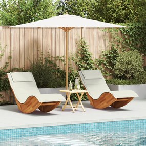 Napozó párnával 2 pcs Barna 60 x 154 x 74cm Tömör akácfa