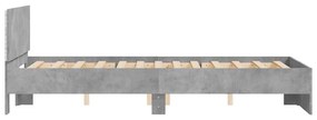 betonszürke ágykeret fejtámlával és LED-del 135x190 cm