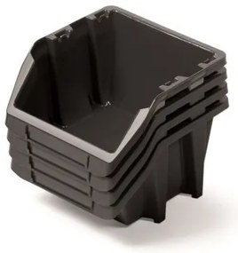 4 db tárolódoboz készlet, egyenként 27,2 x 23,8 x 16 cm, fekete