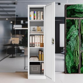 Fém iratszekrény ALEX, 450 x 1850 x 400 mm, fehér