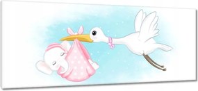 Vászonkép 100x40 Gólya és elefánt A gólya hozza a babát