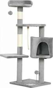 PawHut Többfunkciós MacskaFa Kaparóoszlopok Karperecek Rejtett Helyek Kötél Játékok 40L x 40W x 114H cm Szürke | Aosom