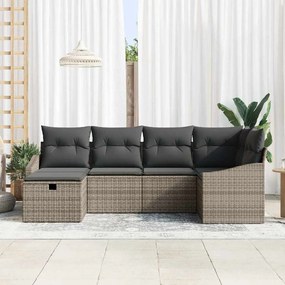 Kerti Kanapé Szett 6 pcs Szürke 55 x 62 x 69 cm Poli rattan