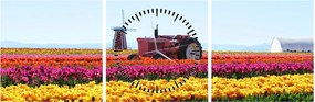Tulipánfarm képe (órával) (90x30 cm)