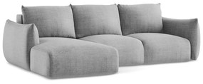 Világosszürke kinyitható sarokkanapé (bal oldali-heverő résszel) Leila – Makamii