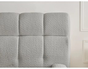 Világosszürke kárpitozott ágyneműtartós franciaágy ágyráccsal 160x200 cm Mont Blanc – Bobochic Paris