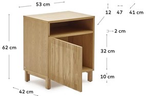 Natúr színű éjjeliszekrény tölgyfa dekorral Beyla – Kave Home