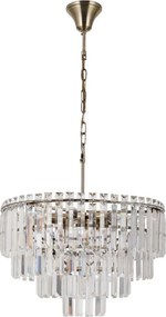 ITALUX PND-22320-9-ABR BUENA Kristály Függesztett Lámpa Antik Bronz, Átlátszó E14 IP20