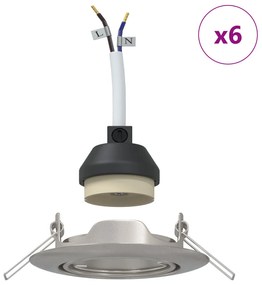 Beépített Spotlámpák 6 db Kerek GU10 Ezüst Ø90 mm Acél