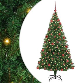 vidaXL Mű karácsonyfa 300 LED-del Zöld 180 cm PVC és Acél és Műanyag