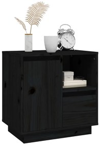 2 db fekete tömör fenyőfa éjjeliszekrény 50 x 34 x 50 cm