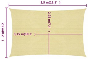 vidaXL bézs HDPE napvitorla 160 g/m² 2,5 x 3,5 m