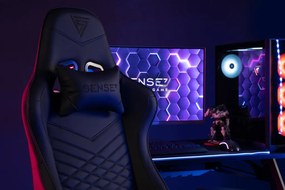Gamer szék SENSE7 Spellcaster szövet fotel, fekete-piros.