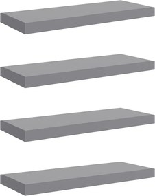 vidaXL 4 db szürke MDF lebegő fali polc 60 x 23,5 x 3,8 cm