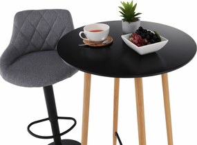 Bárasztal, fekete/tölgy, átmérő 60 cm, IMAM