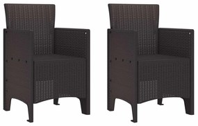 vidaXL Kerti Szék párnával 2 pcs Barna 53 x 49 x 85 cm Polipropilén