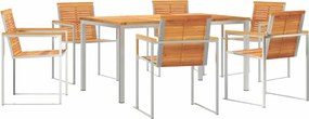 vidaXL Kert étkező szett 7 pcs Barna Tömör Akácfa