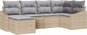 vidaXL Kanapé Szett párnával 6 pcs Bézs polirattan