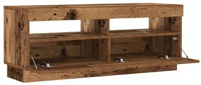 antik fa színű szerelt fa TV-szekrény LED-ekkel 100x35x40 cm