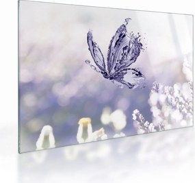 Üveg kép - Pillangó és levendula (70x50 cm)