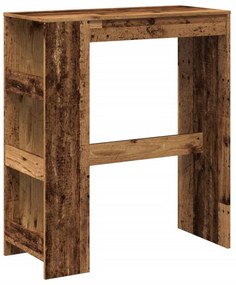 antik fa színű szerelt fa bárasztal tárolókkal 90x40x103,5 cm