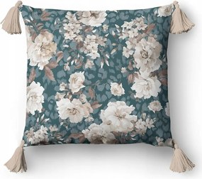 Párnahuzat 45x45 5386 B menta bézs virágok Panama 58