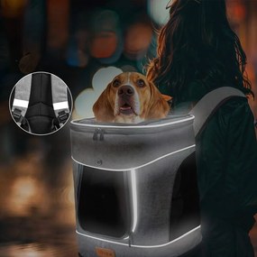 JOY hátizsák kutyáknak és macskáknak, 31x30x41cm, szürke Cadoca