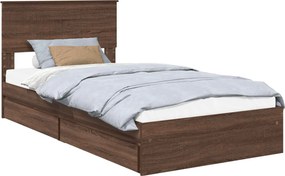 vidaXL Tárolós Ágy fejtámlával Barna Tölgy 100 x 200 cm Faanyag