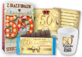 Ajándék nőknek 50. születésnapra! Bögre Csokoládé Kézitáska