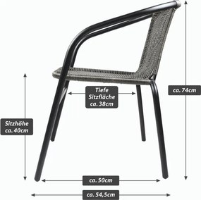 Kerti bisztrószék egymásba rakható sötétszürke