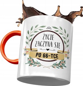 Narancssárga bögre Születésnapra 66 66-es 66-os, fényképes nyomattal